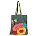 Canvas Fabric Tote Bag with Colourful Thread Work - Green