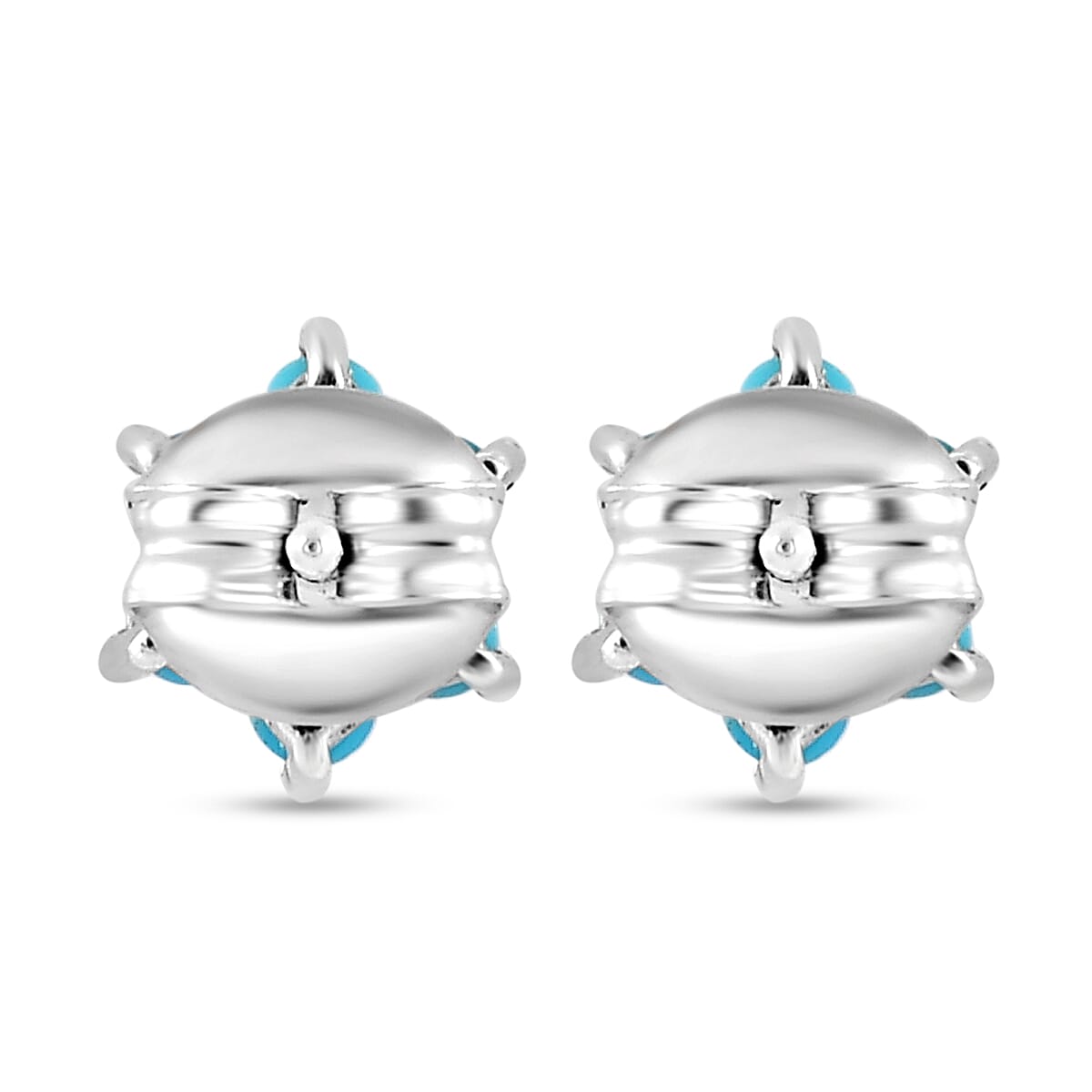 Arizona Sleeping Beauty Turquoise Star Earrings (With Push Back) in Platinum Overlay Sterling Silver