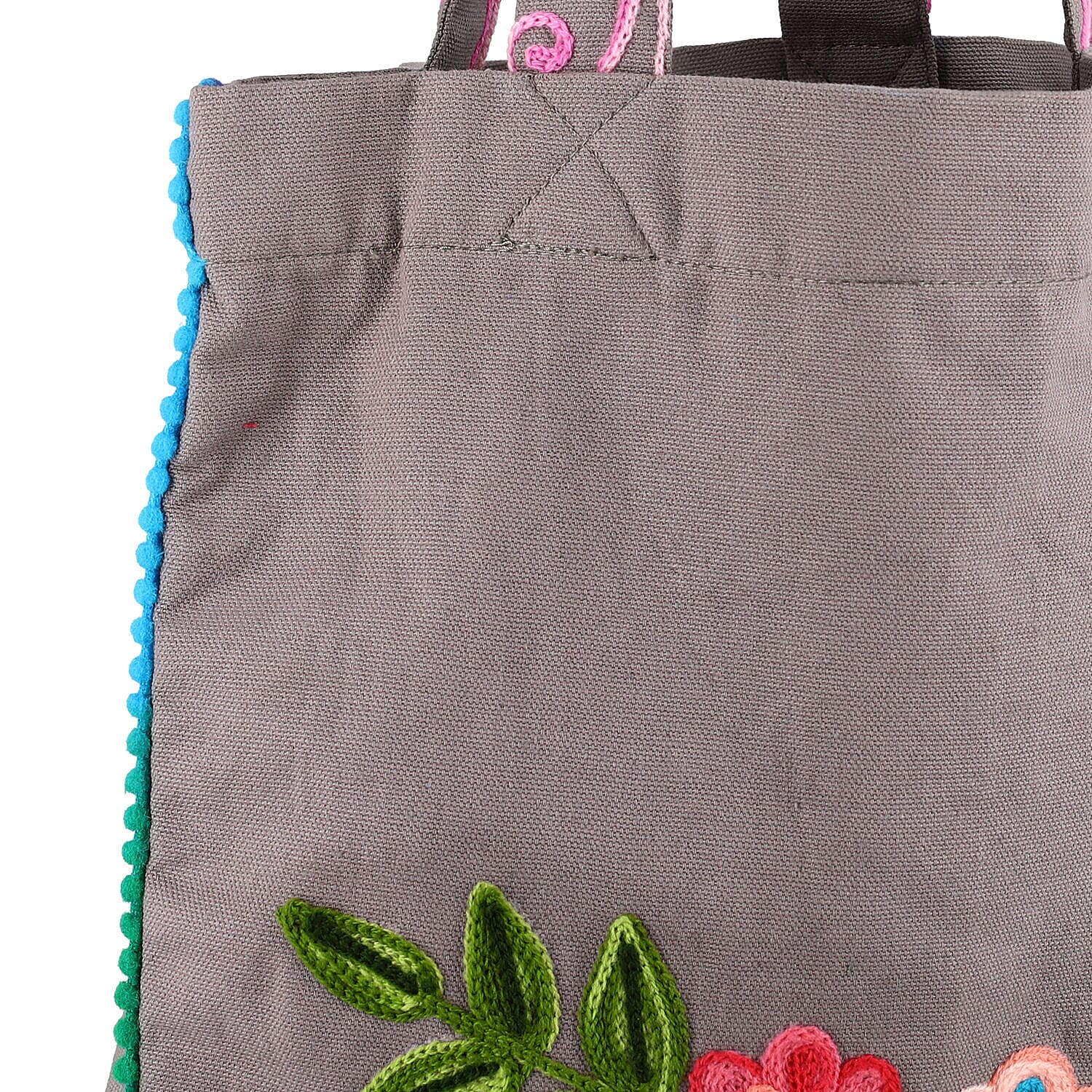 Floral Embroidered Multi Purpose Tote Bag - Grey
