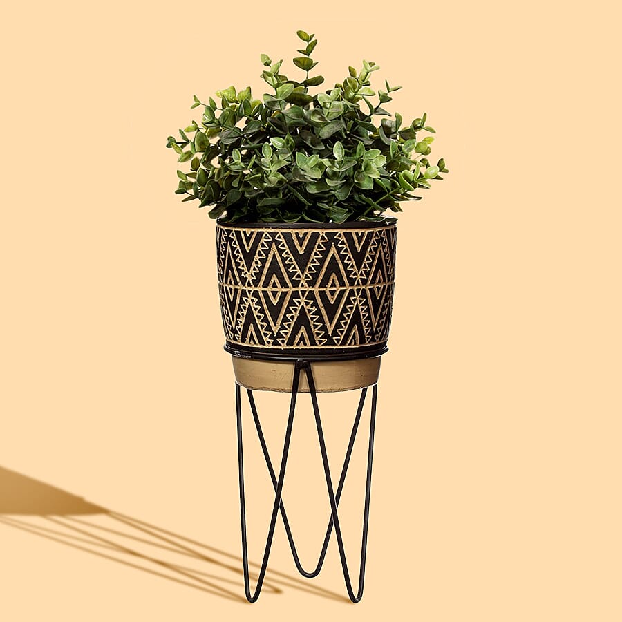 Nomad Planter with Wire Stand - Black