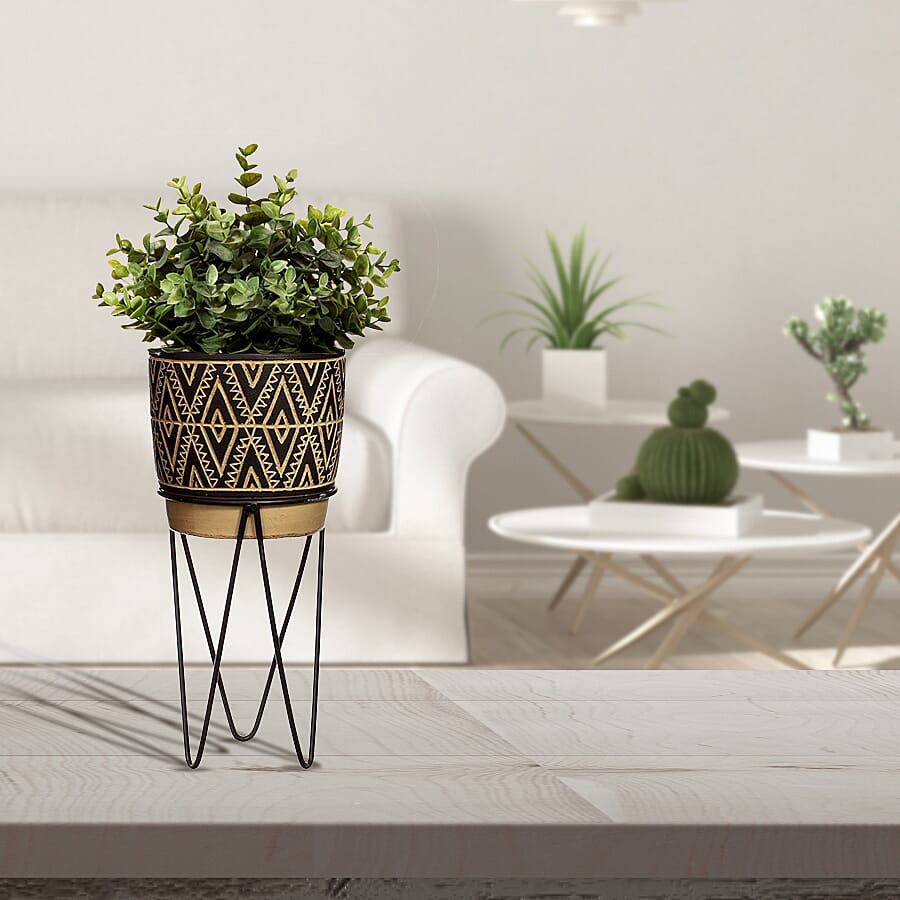 Nomad Planter with Wire Stand - Black