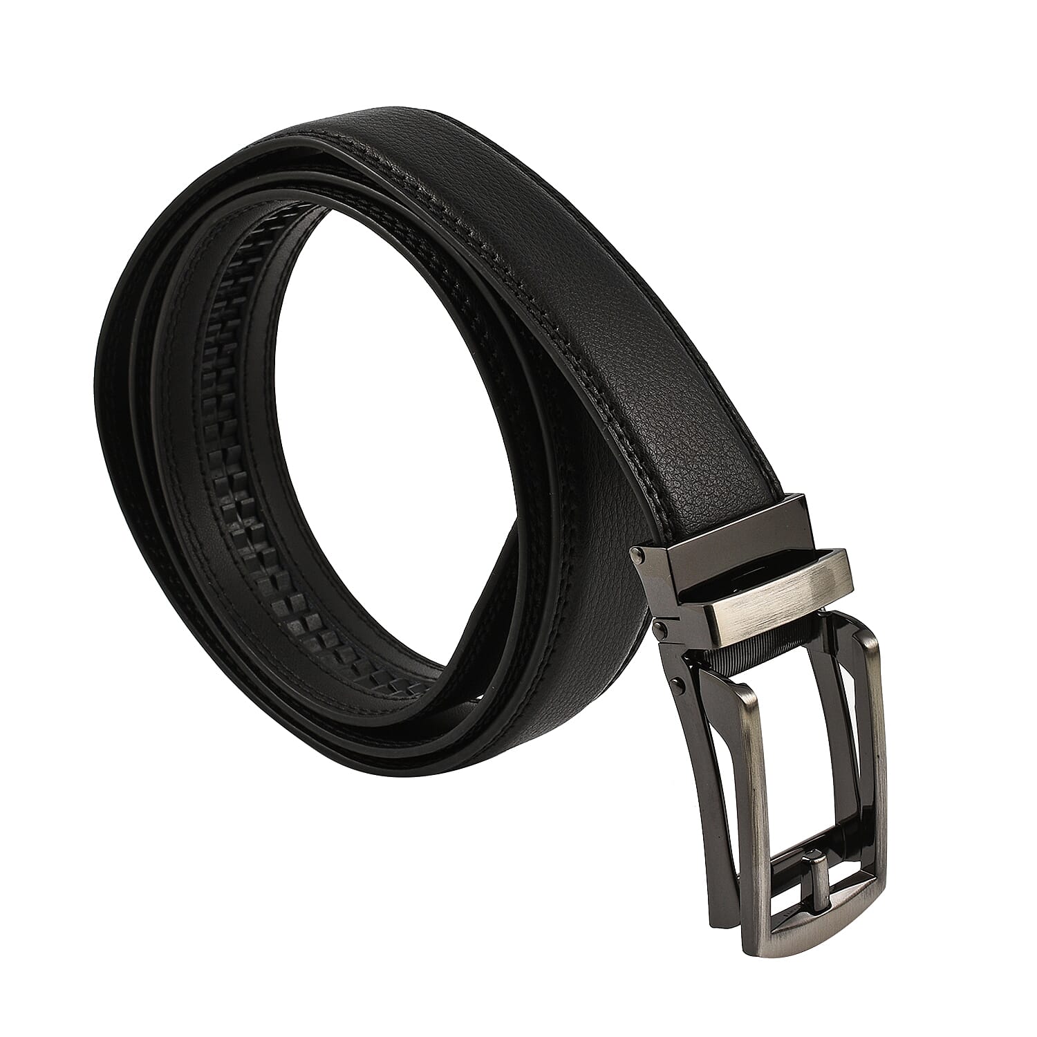 Close Out Deal - Genuine Leather Belt with Innovative Mechanism 32 - 44 Inches - Black