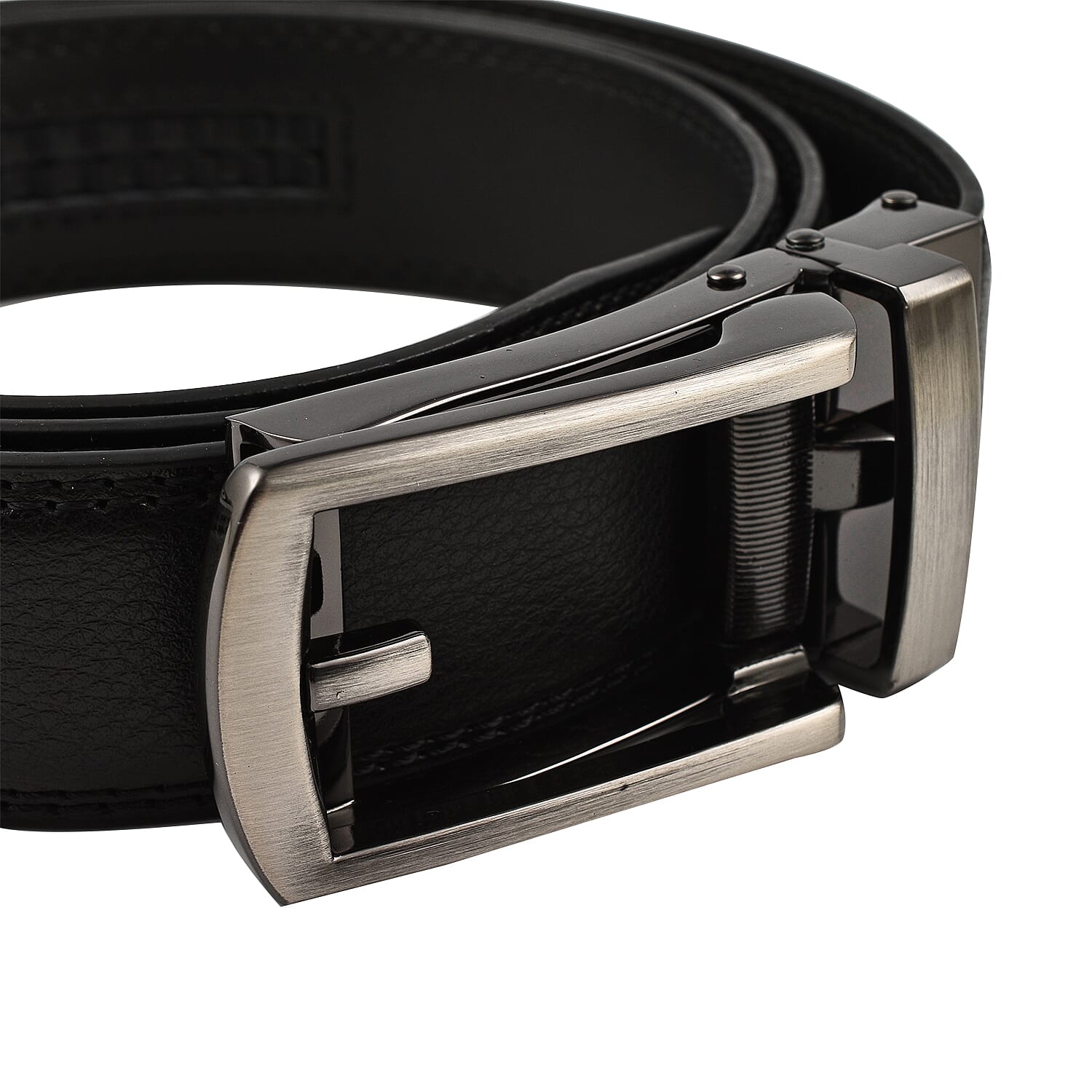 Close Out Deal - Genuine Leather Belt with Innovative Mechanism 32 - 44 Inches - Black