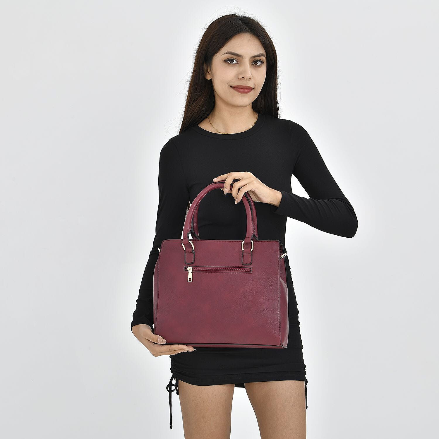 Crossbody Bag with Shoulder Strap (Size 33x27x10 Cm) - Burgundy