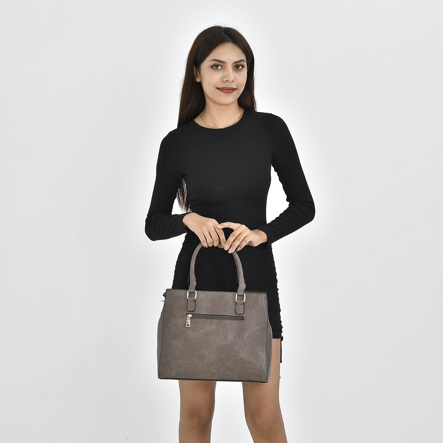 Crossbody Bag with Shoulder Strap (Size 33x27x10 Cm) - Grey