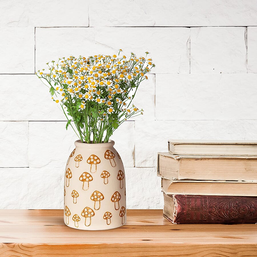 Set of 3 - Mushroom Print Mini Vases Assorted - Multi