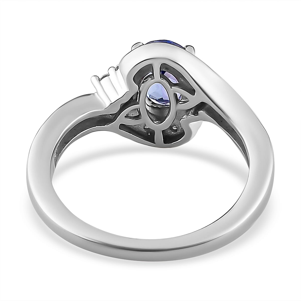 Tanzanite and Moissanite Ring in Platinum Overlay Sterling Silver 1.15 Ct.