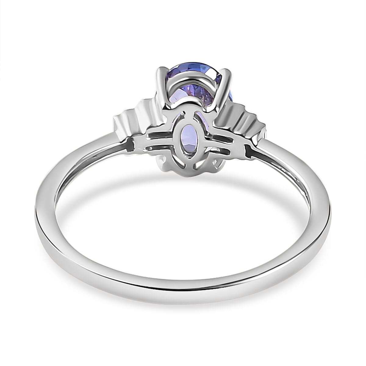 9K White Gold Tanzanite and Diamond Ring 1.09 Ct.