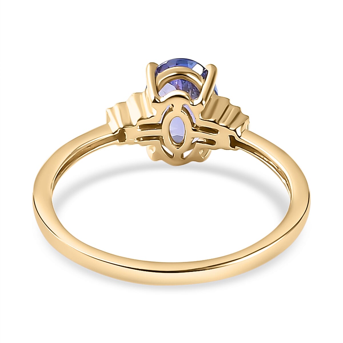 9K Yellow Gold AA Tanzanite and Diamond Ring 1.09 Ct.