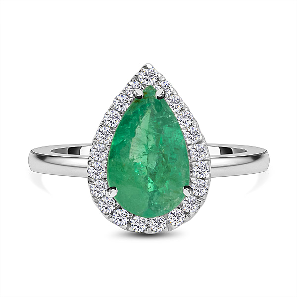 RHAPSODY 950 Platinum AAAA Colombian Emerald and Diamond (VS/E-F) Ring ...