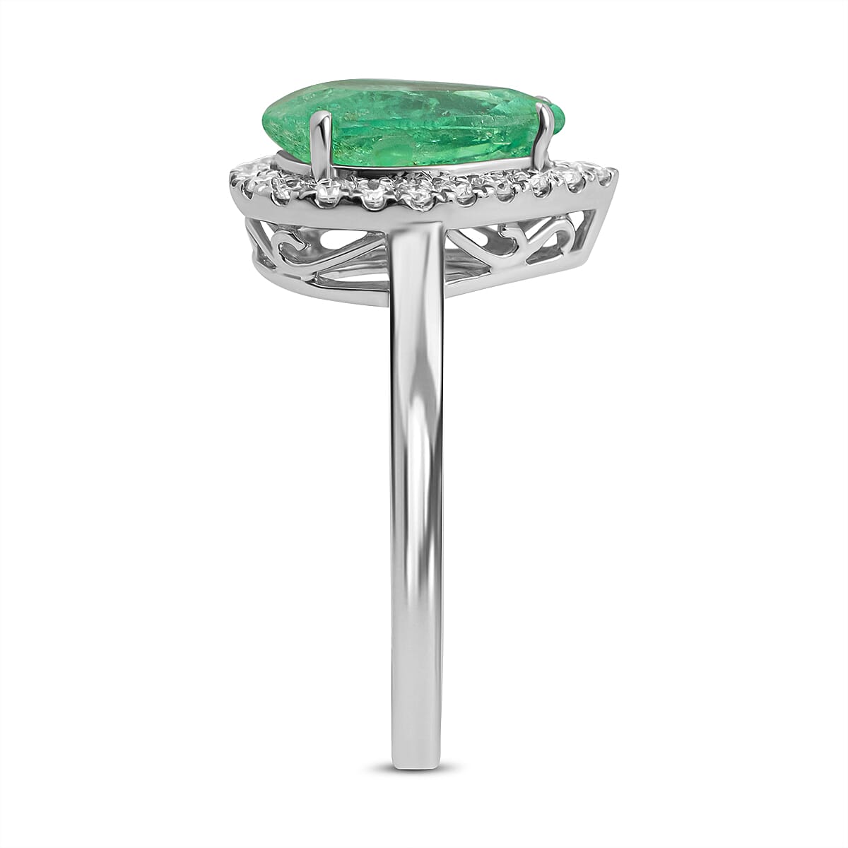 950 Platinum AAAA Colombian Emerald and Diamond (VS-E-F) Ring 1.93 Ct, Platinum Wt. 5.10 Gms