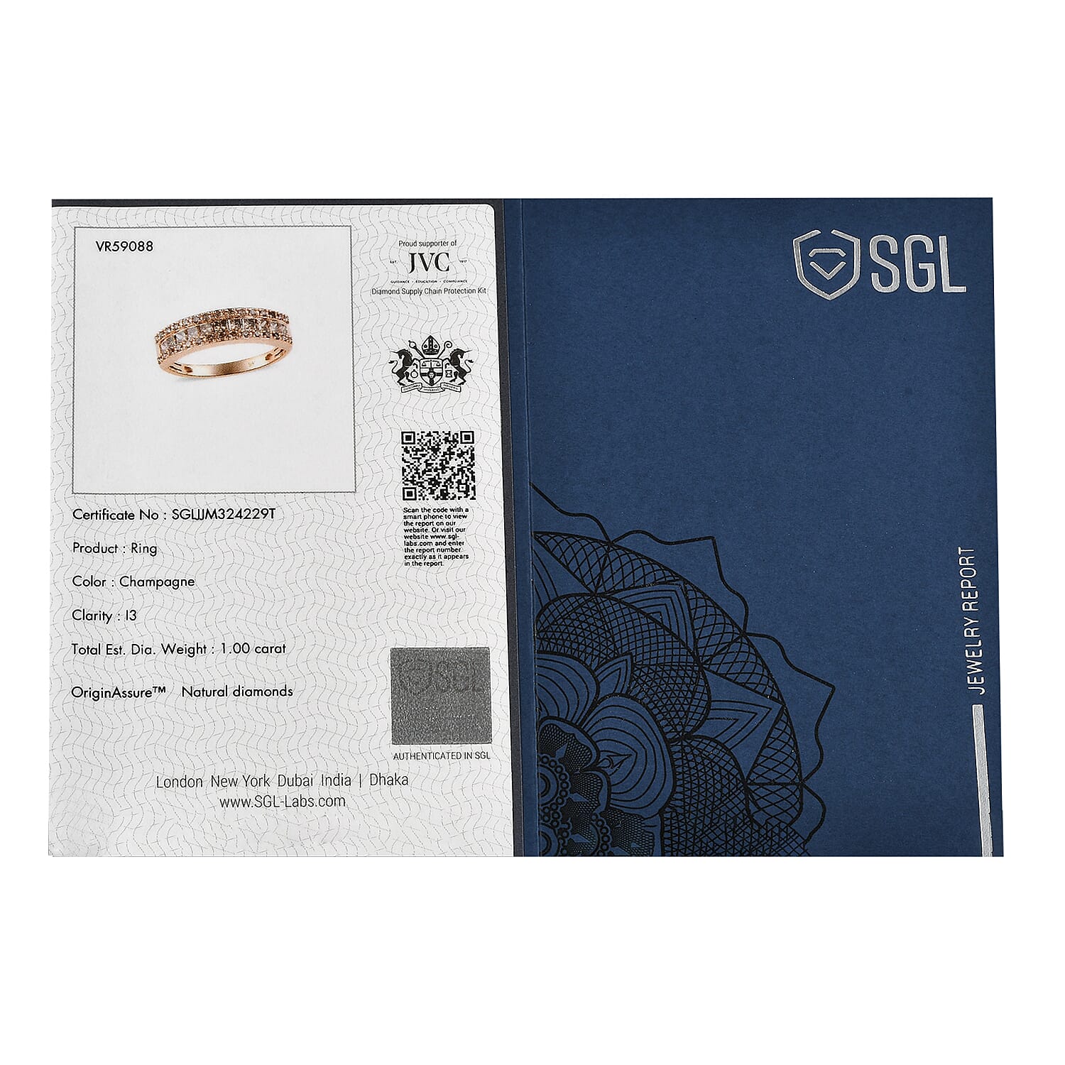 9K Rose Gold SGL Certified Natural Champagne Diamond Half Eternity Ring 1.00 Ct.