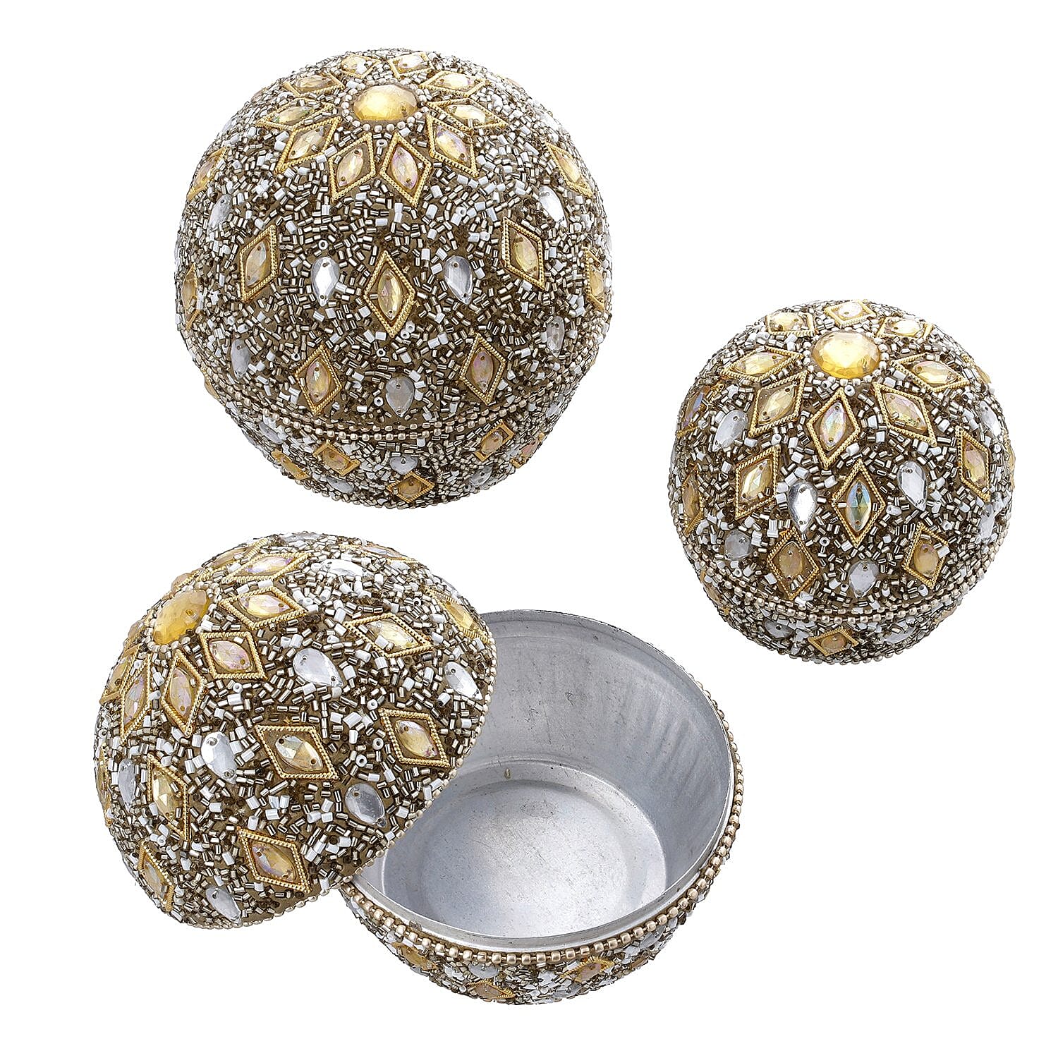 Handcrafted Storage Box (Size 10x10x10 cm) - Gold & Silver