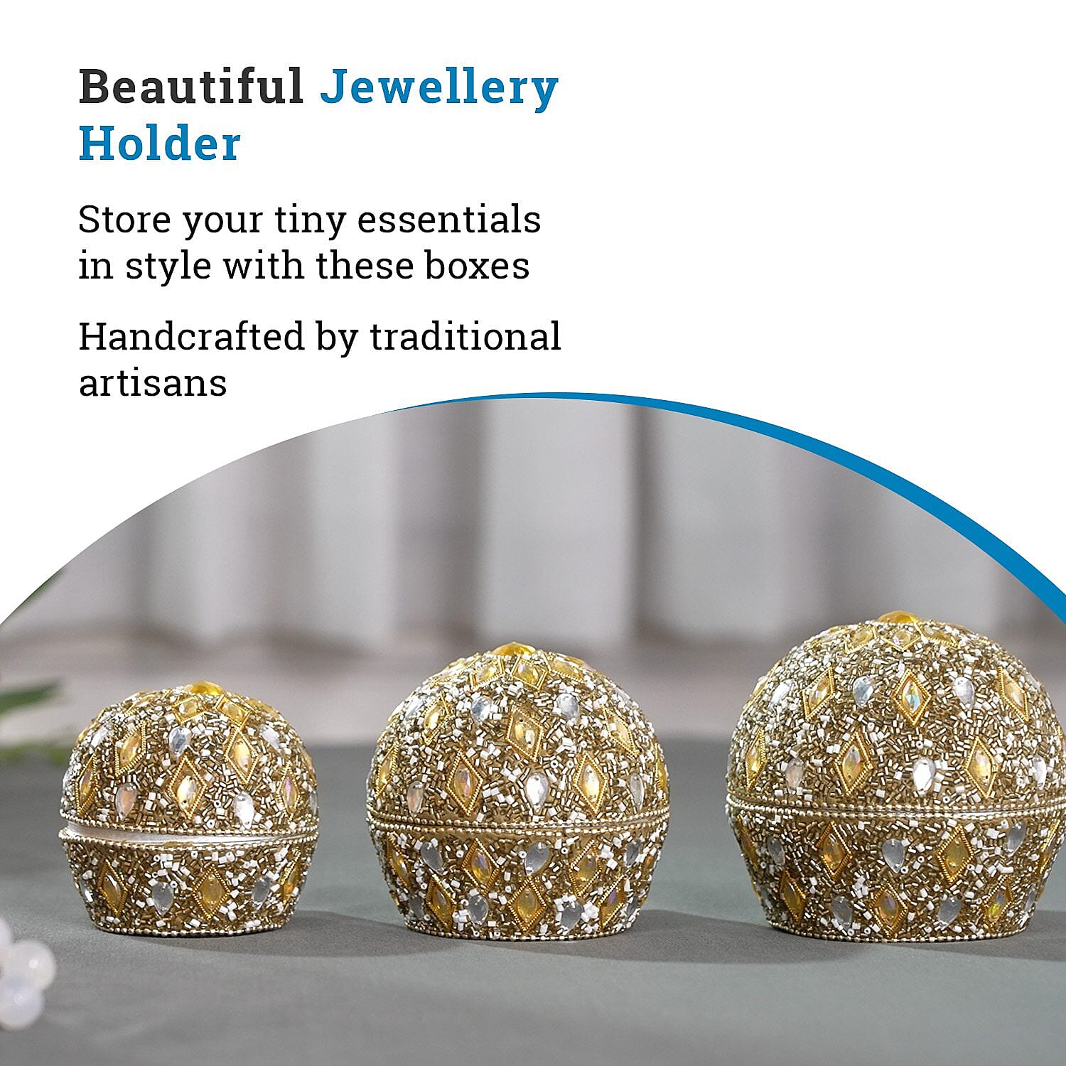 Handcrafted Storage Box (Size 10x10x10 cm) - Gold & Silver