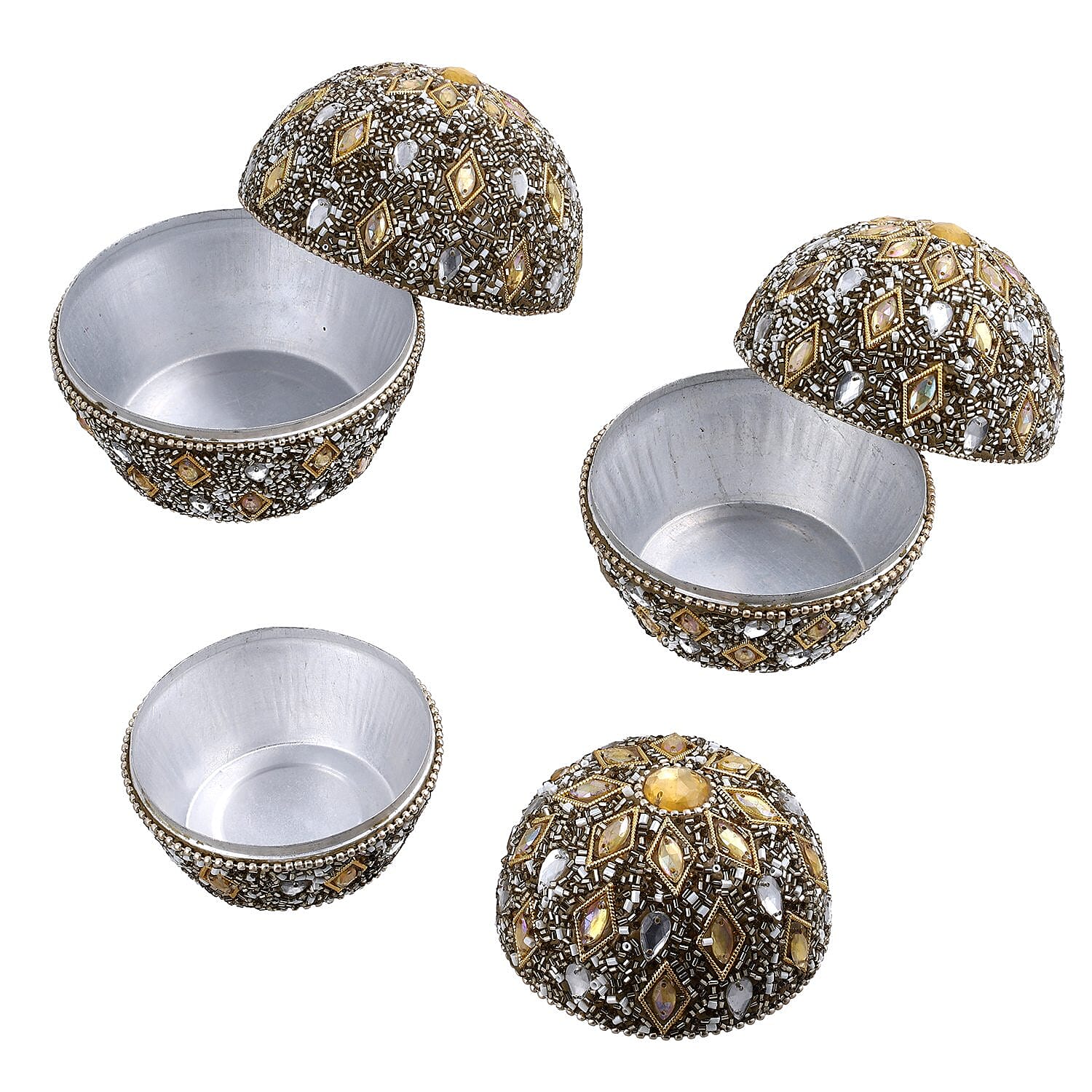 Handcrafted Storage Box (Size 10x10x10 cm) - Gold & Silver