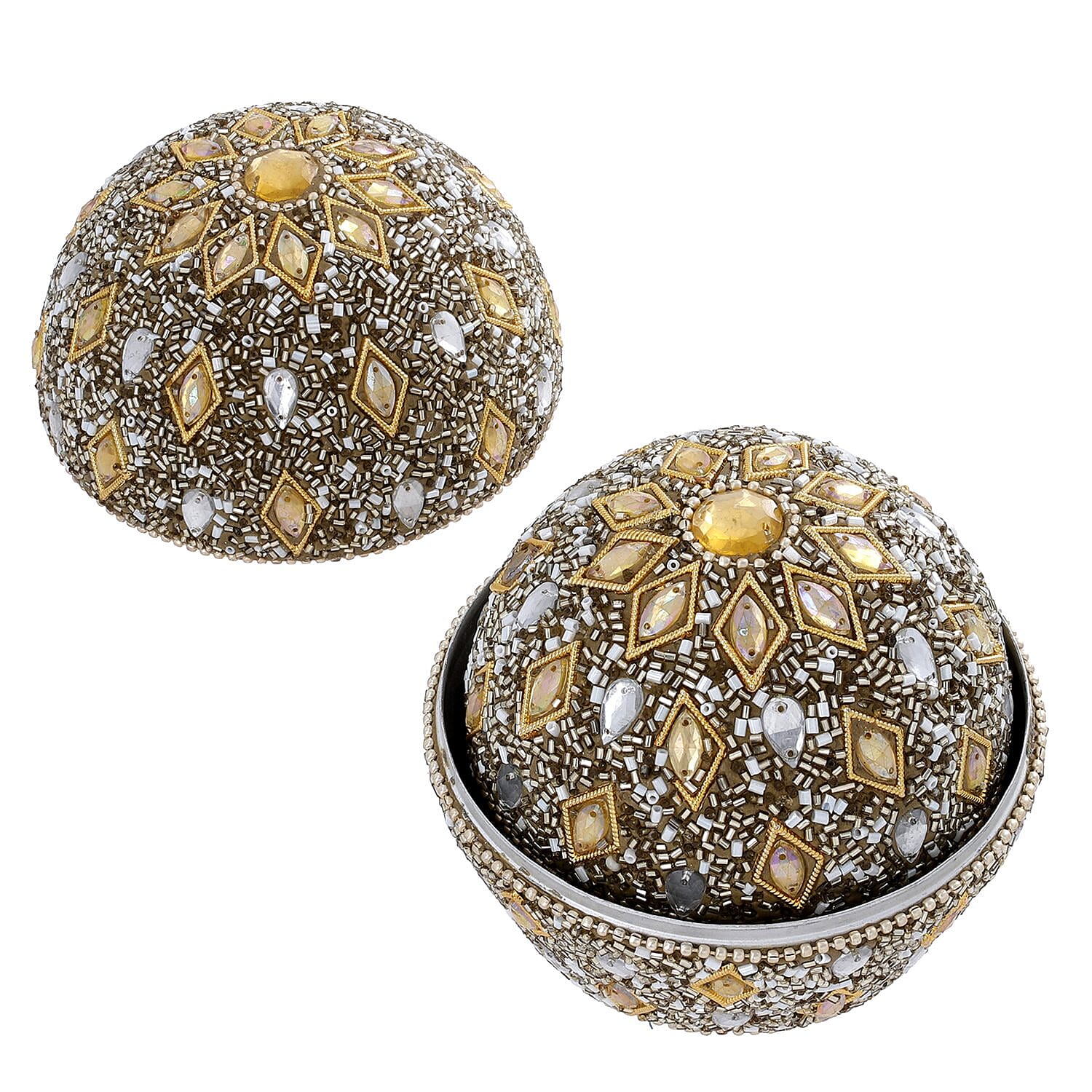 Handcrafted Storage Box (Size 10x10x10 cm) - Gold & Silver