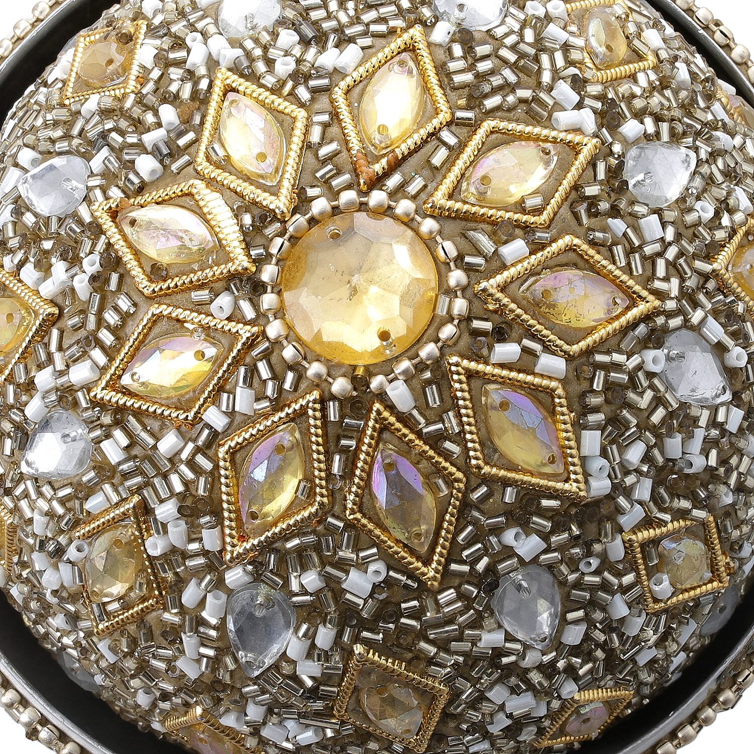 Handcrafted Storage Box (Size 10x10x10 cm) - Gold & Silver