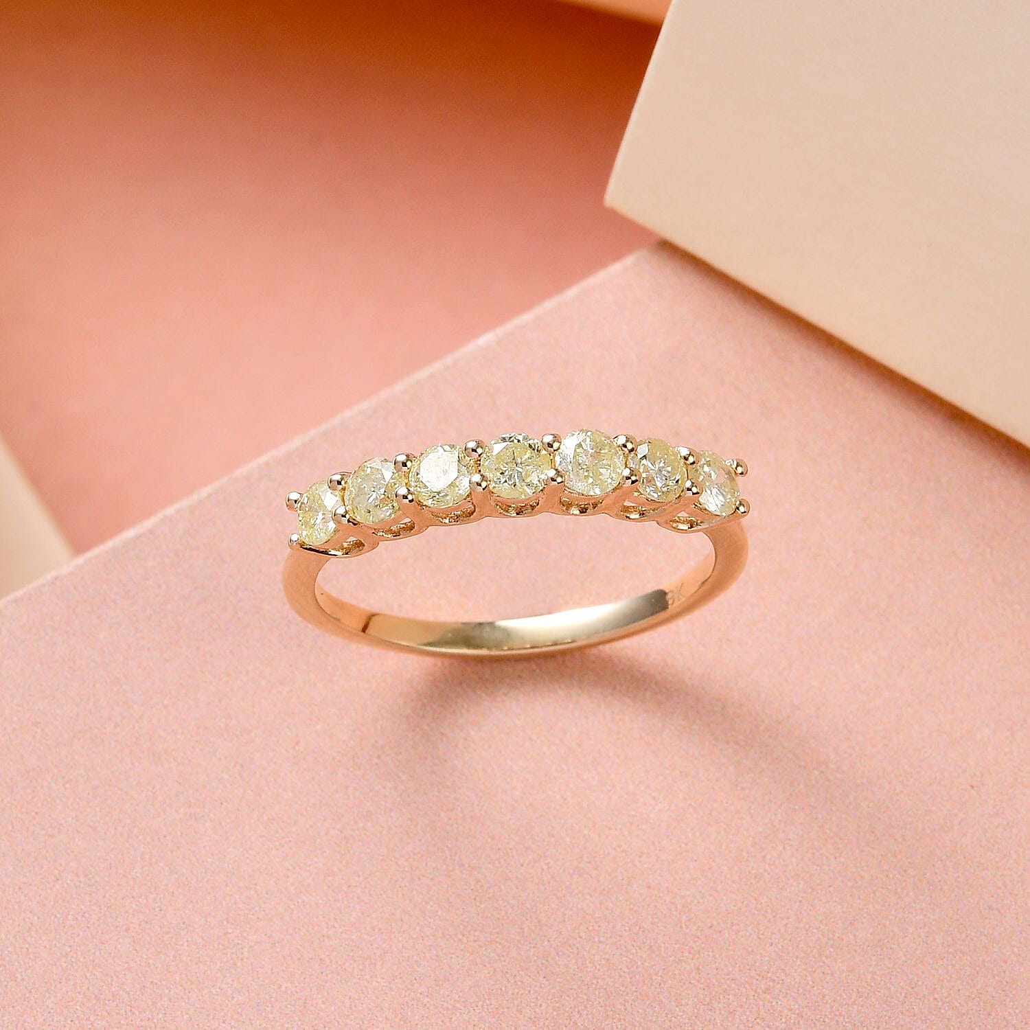 9K Yellow Gold SGL Certified Natural Yellow Diamond Band Ring 0.50 Ct.