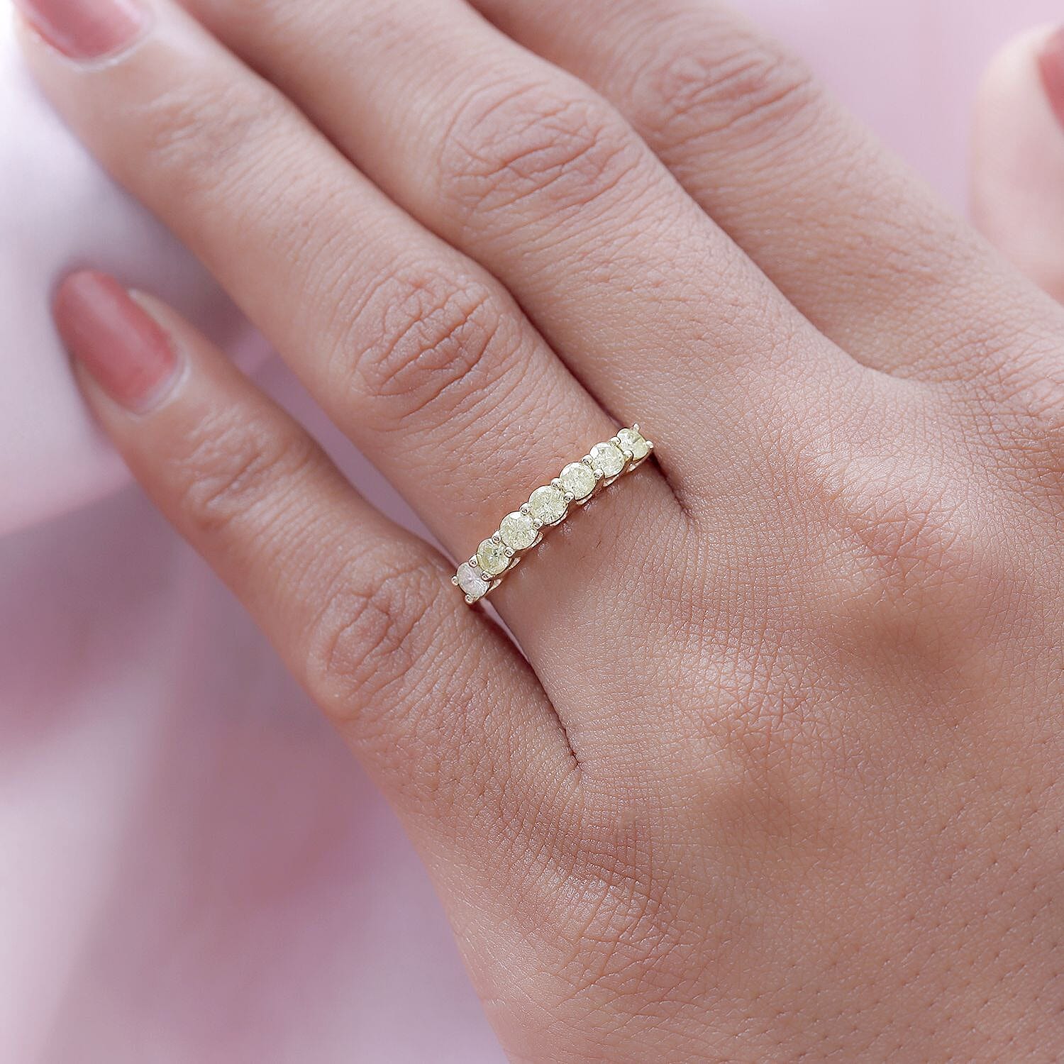 9K Yellow Gold SGL Certified Natural Yellow Diamond Band Ring 0.50 Ct.