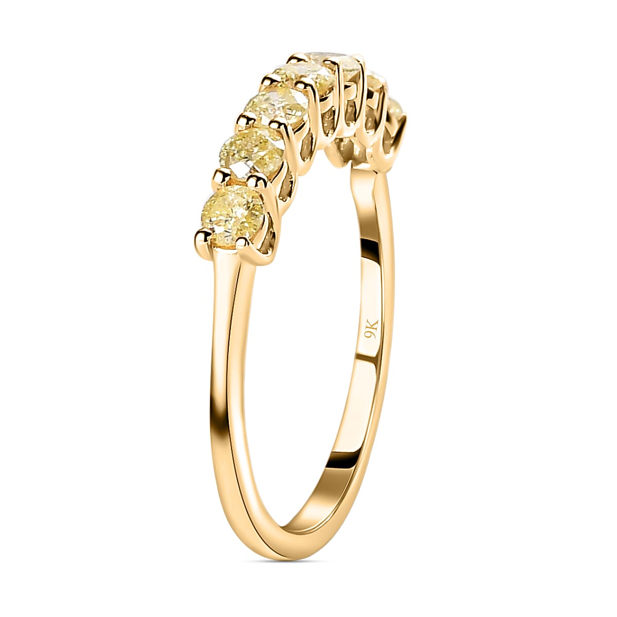 9K Yellow Gold SGL Certified Natural Yellow Diamond Band Ring 0.50 Ct.