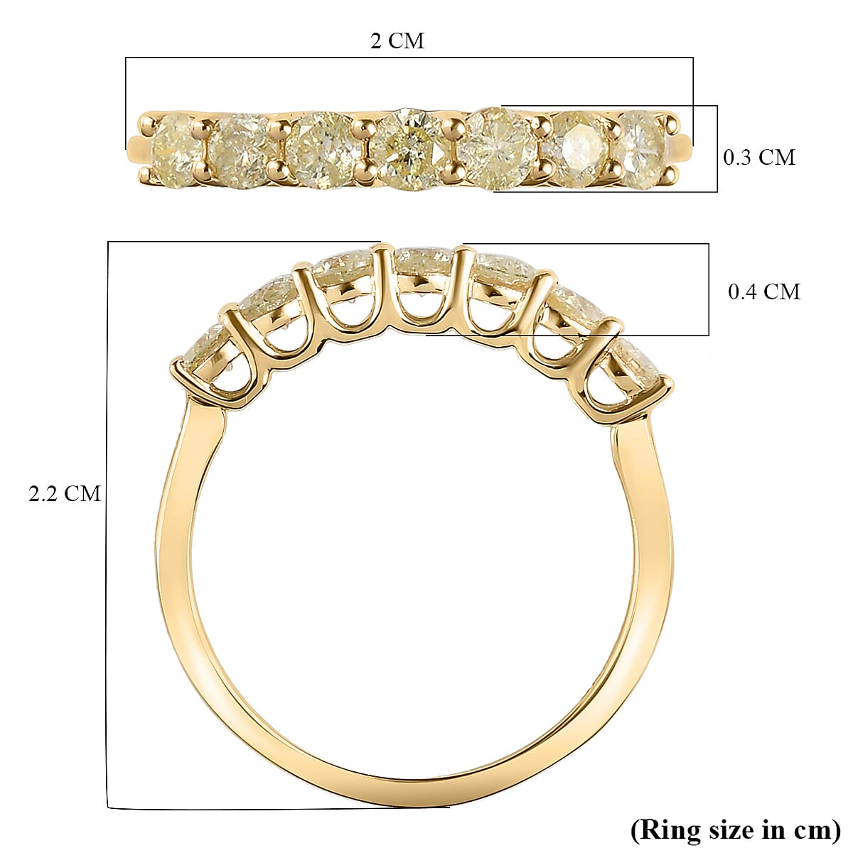 9K Yellow Gold SGL Certified Natural Yellow Diamond Band Ring 0.50 Ct.