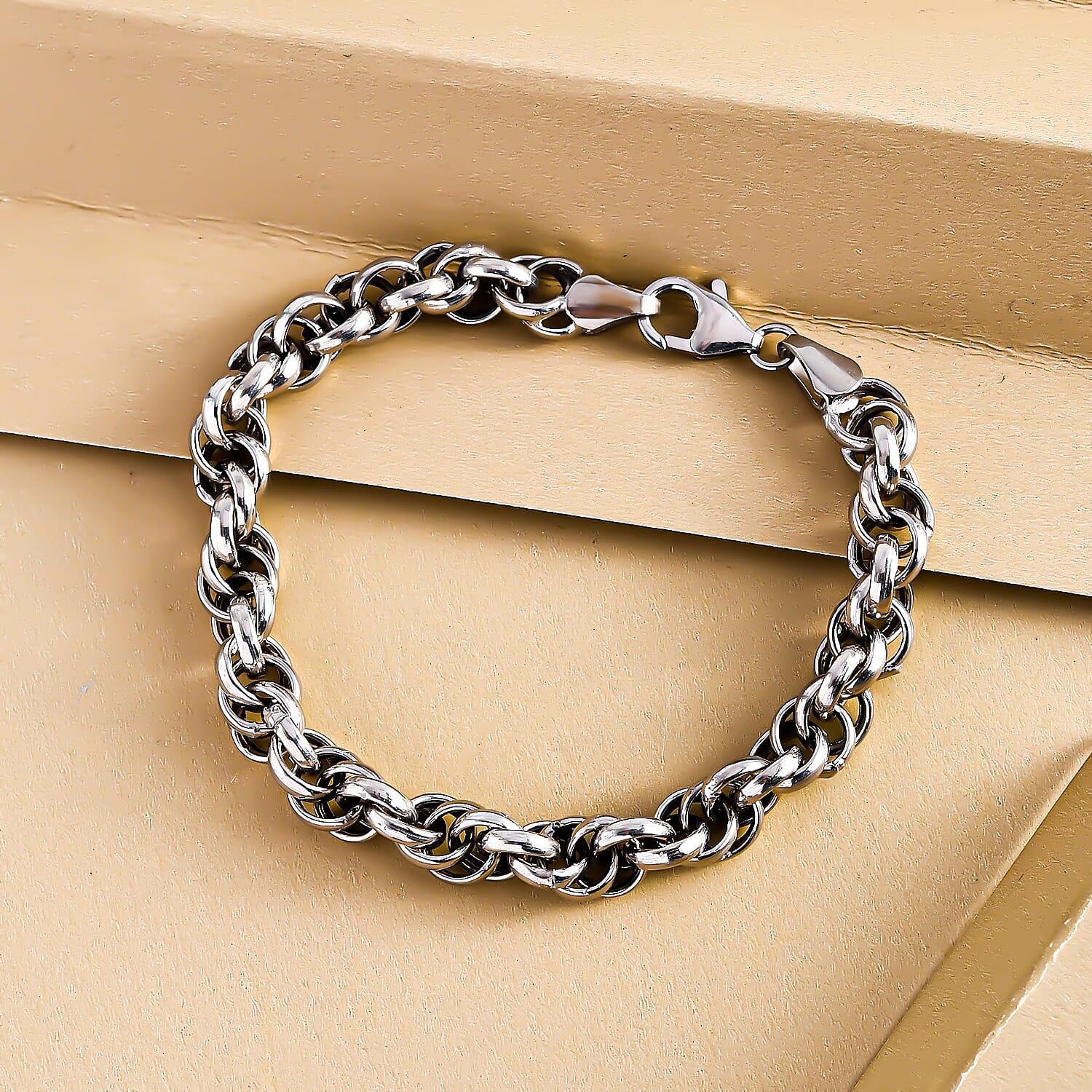 One Time Close Out Deal- Platinum Overlay Sterling Silver Bracelet (Size - 7.5)