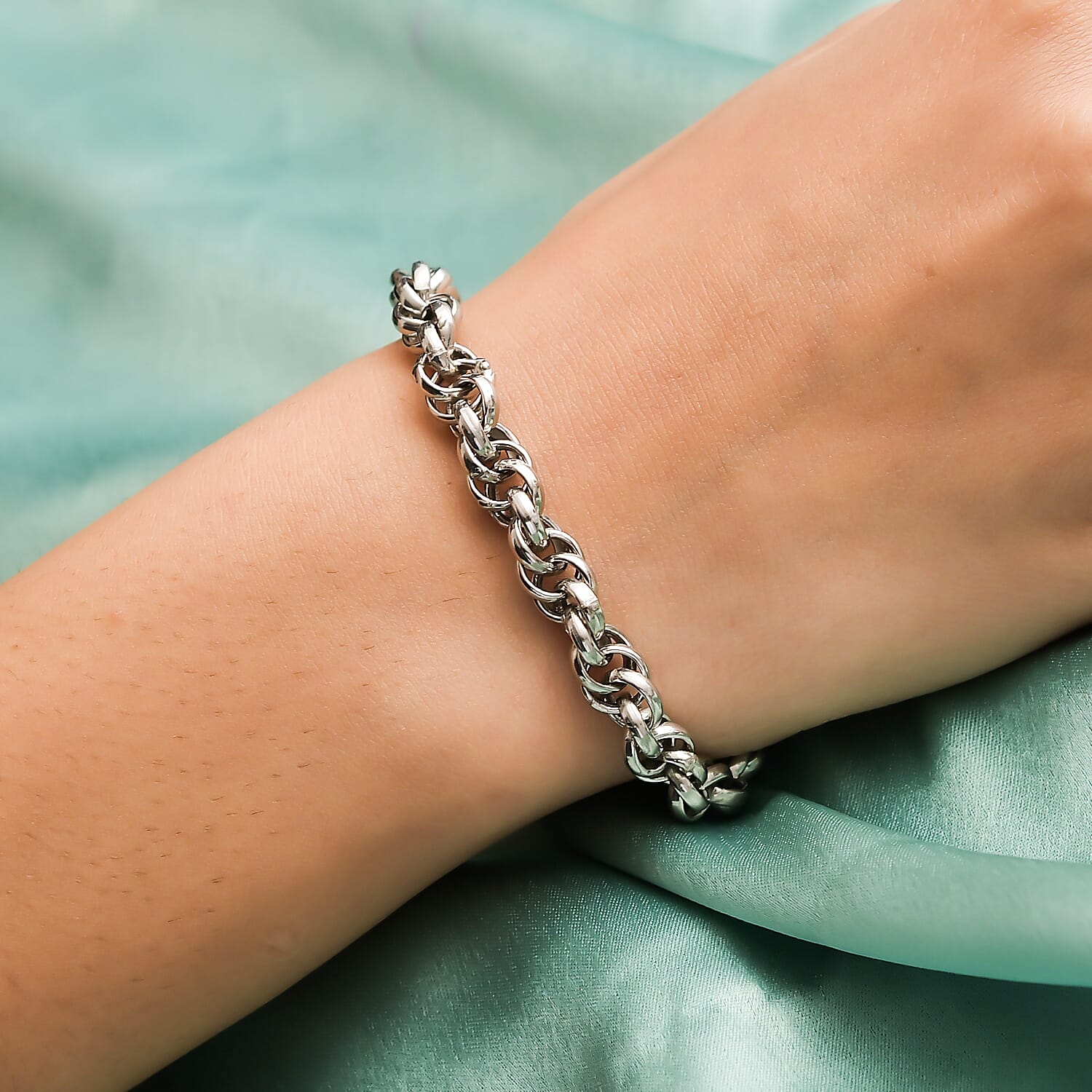 One Time Close Out Deal- Platinum Overlay Sterling Silver Bracelet (Size - 7.5)