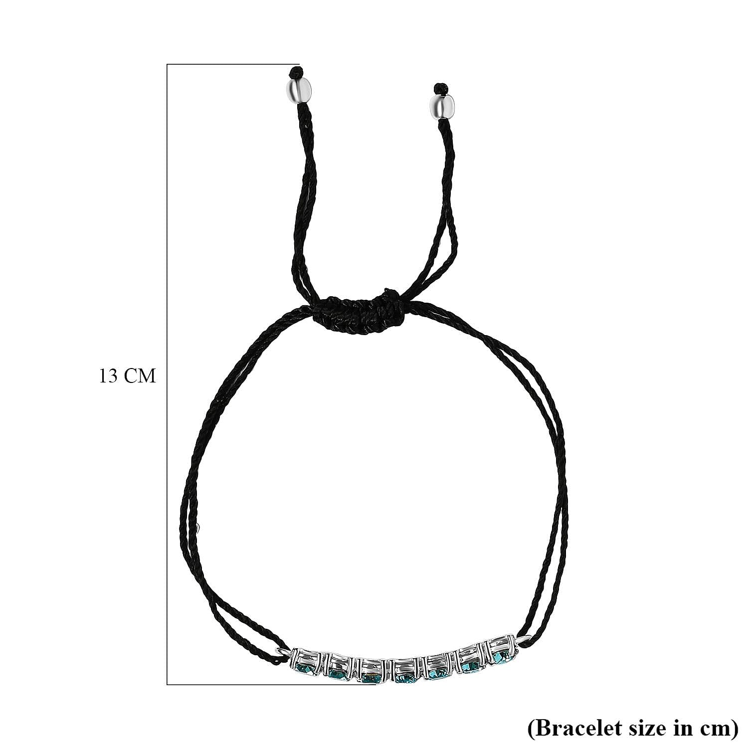 Light Turquoise Colour Austrian Crystal Bracelet (Size 6.5 - 9.5 Adjustable) in Sterling Silver