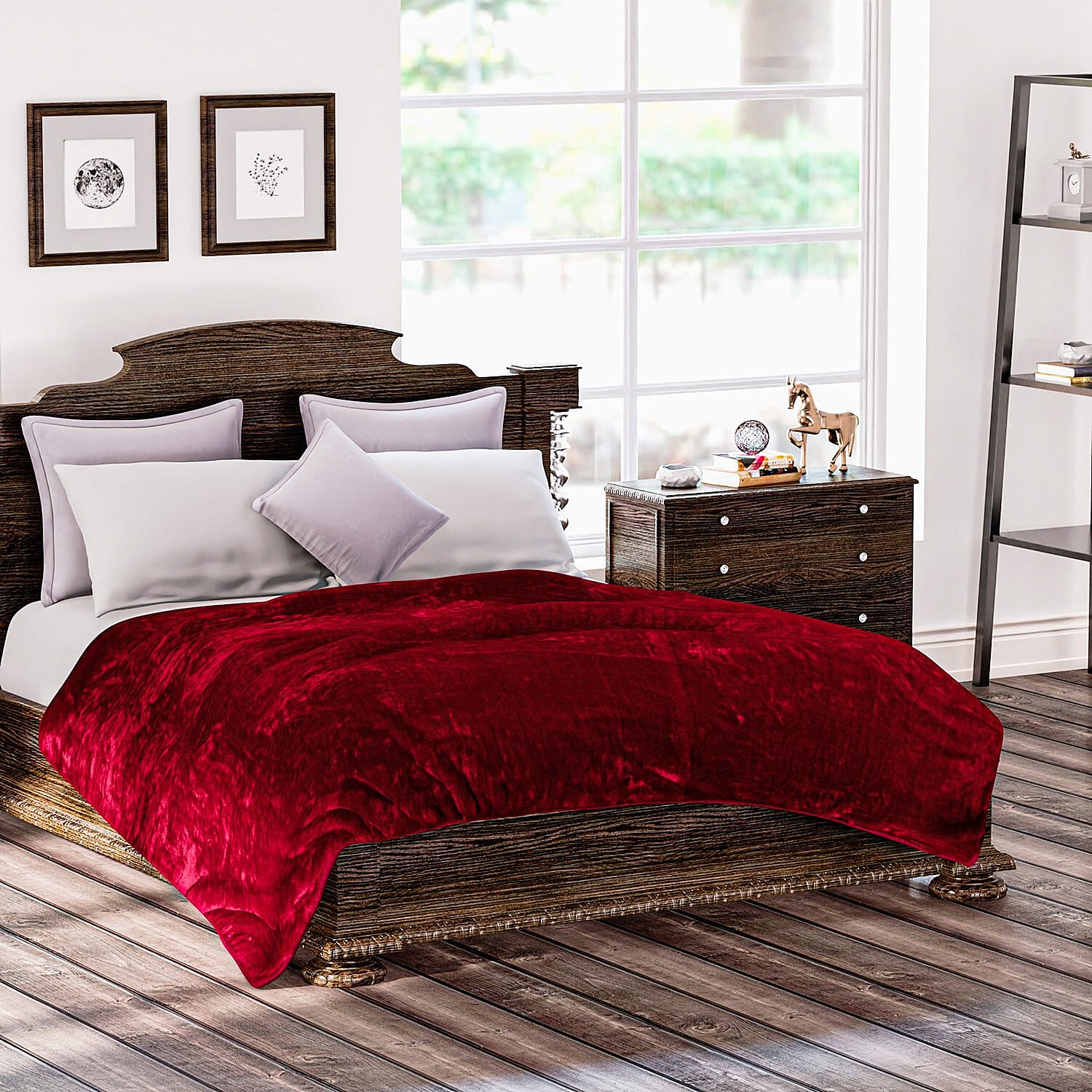 Closeout Deal Luxury Faux Fur Blanket 400 GSM (Size 150 x200 cm) - Red Wine