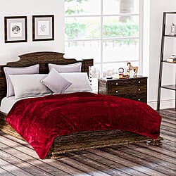 Closeout Deal Luxury Faux Fur Blanket 400 GSM (Size 150 x200 cm) - Red Wine