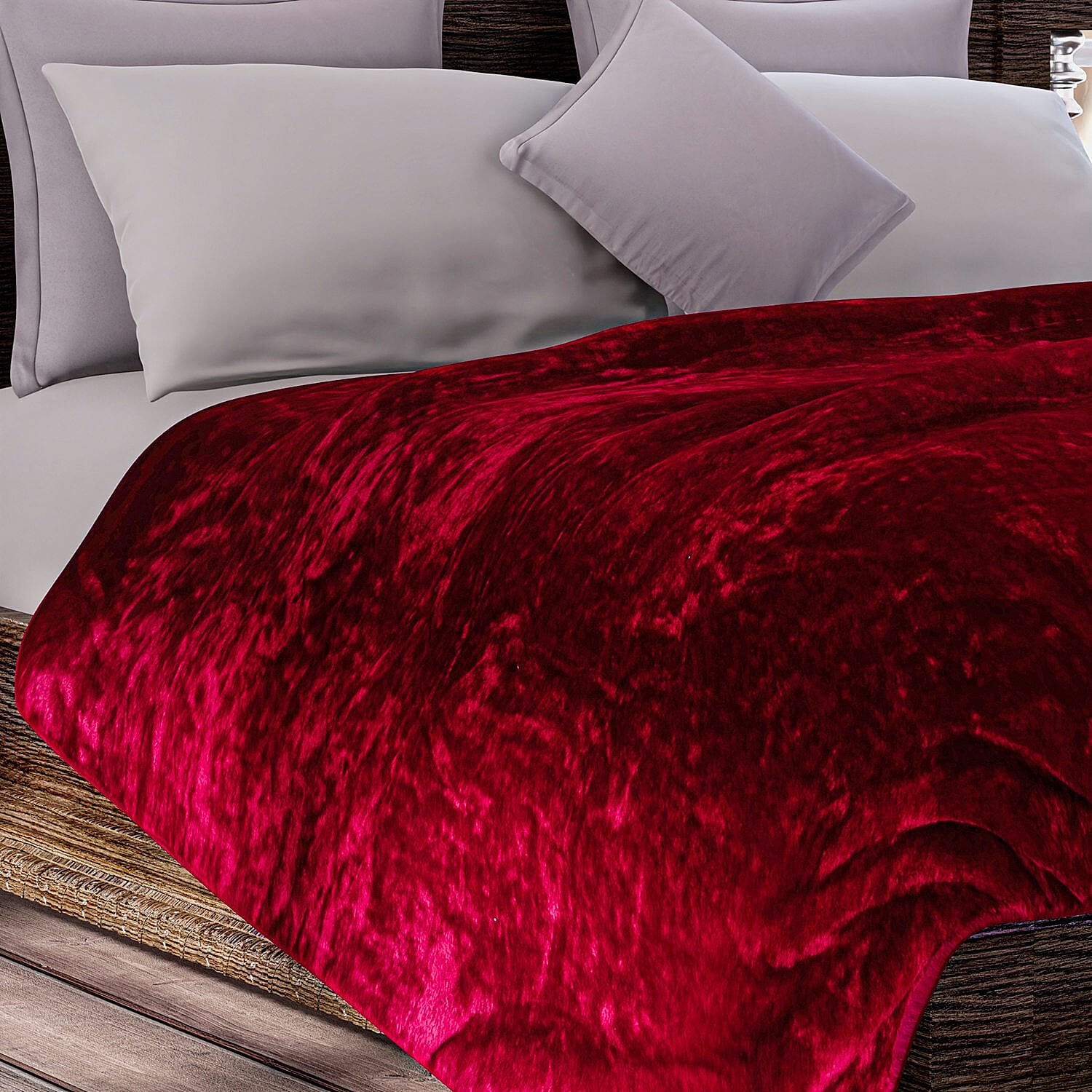 Closeout Deal Luxury Faux Fur Blanket 400 GSM (Size 150 x200 cm) - Red Wine