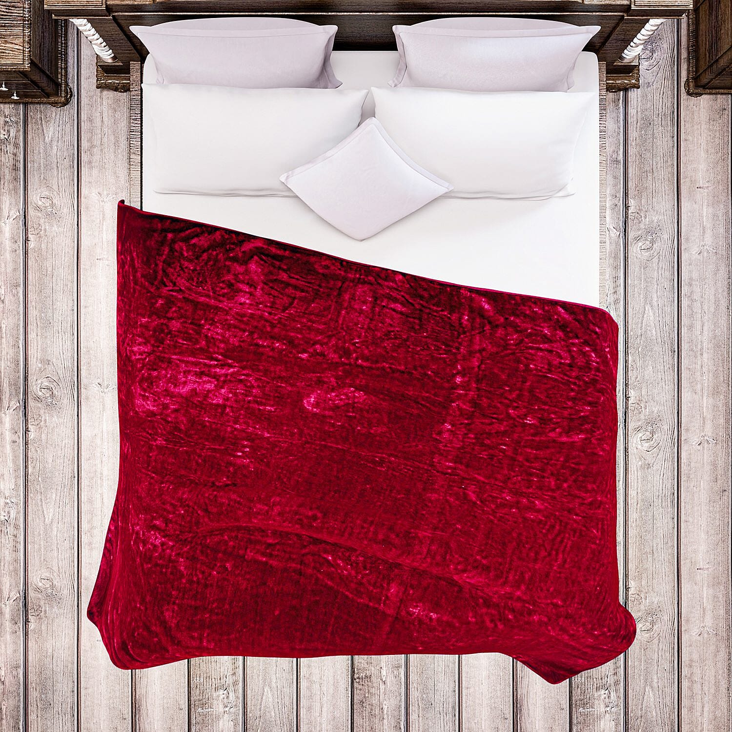 Closeout Deal Luxury Faux Fur Blanket 400 GSM (Size 150 x200 cm) - Red Wine