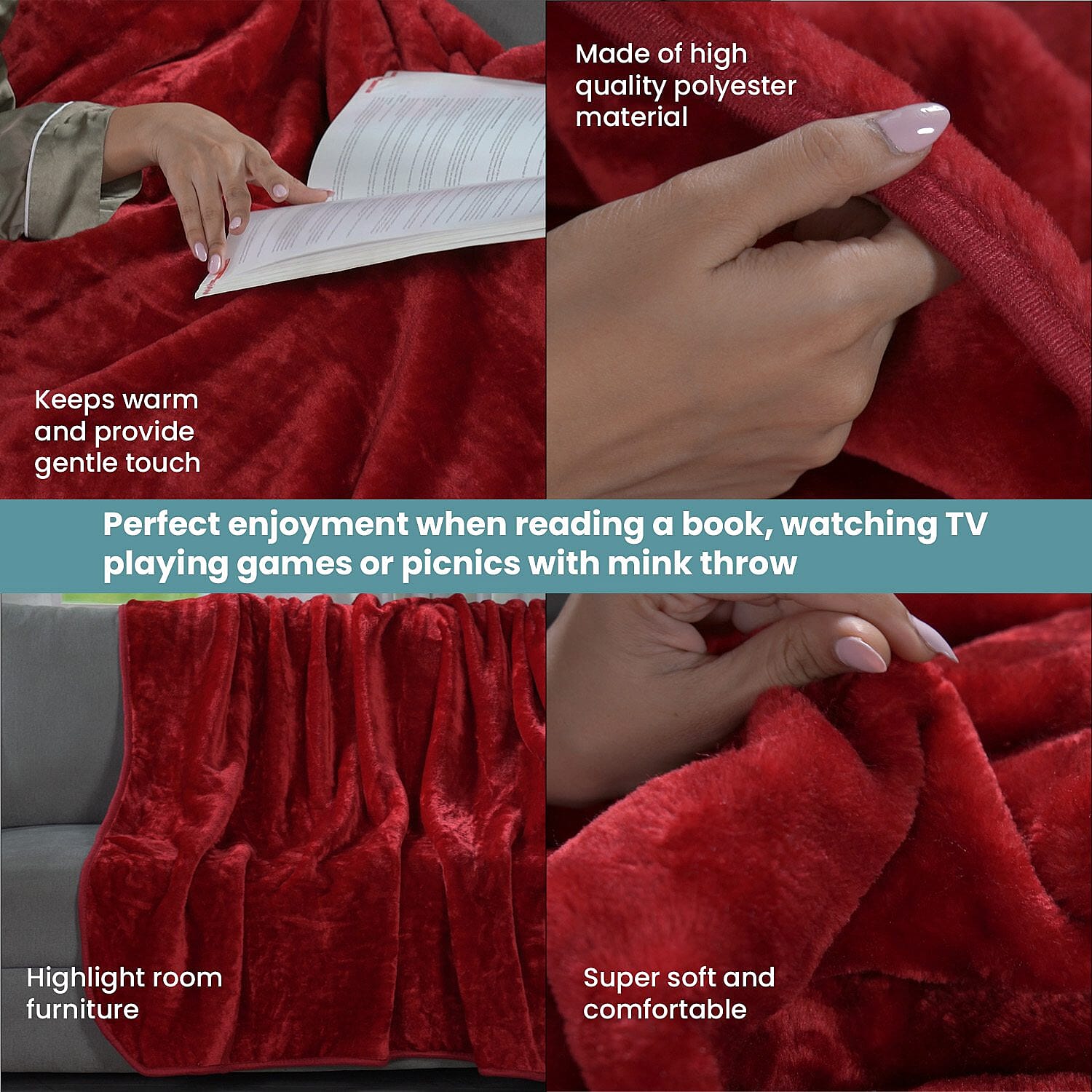 Closeout Deal Luxury Faux Fur Blanket 400 GSM (Size 150 x200 cm) - Red Wine