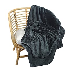 Closeout Deal Luxury Faux Fur Blanket 400 GSM (Size 150x200 Cm) - Charcoal Green
