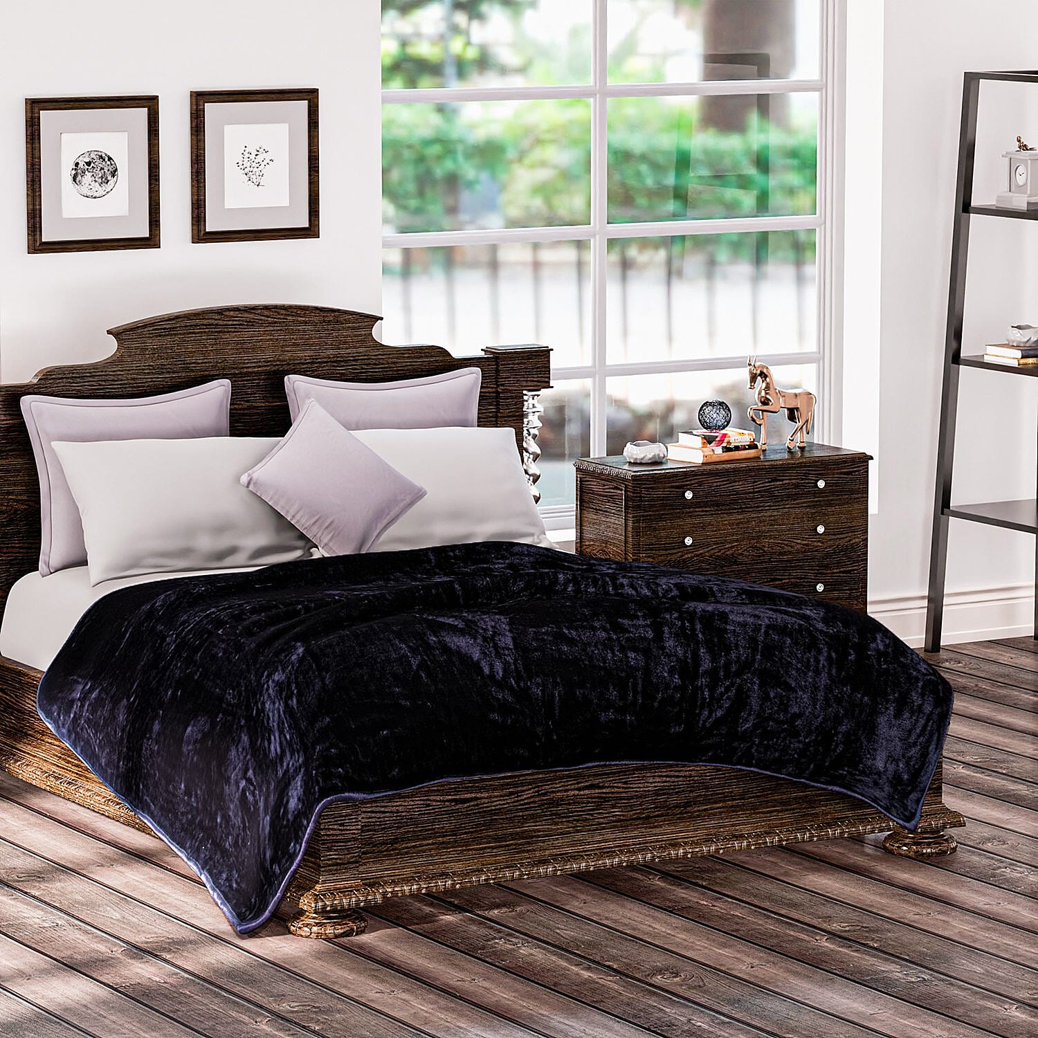 Luxury Faux Fur Blanket 400 GSM (Size 150x200 Cm) - Black