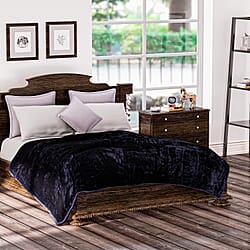 Luxury Faux Fur Blanket 400 GSM (Size 150x200 Cm) - Black