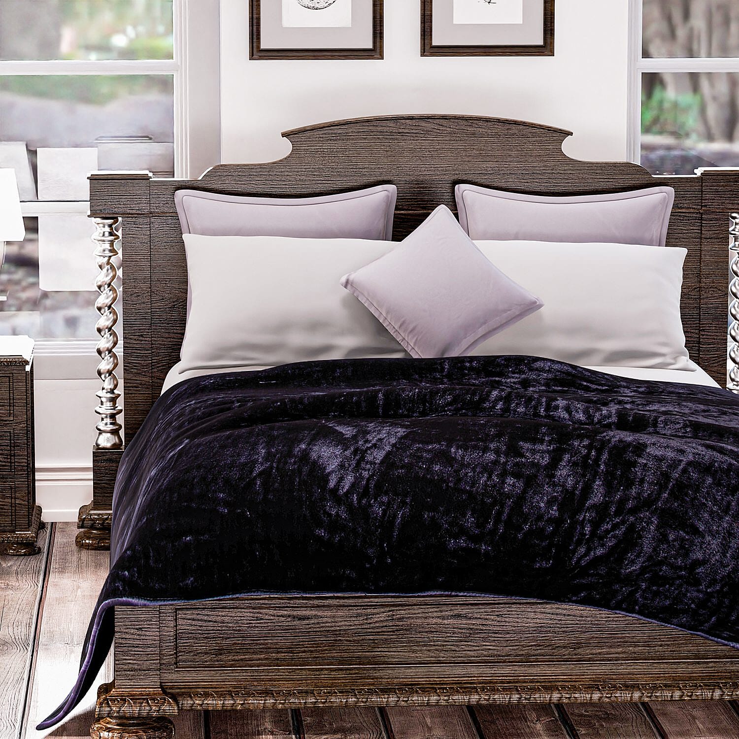 Luxury Faux Fur Blanket 400 GSM (Size 150x200 Cm) - Black