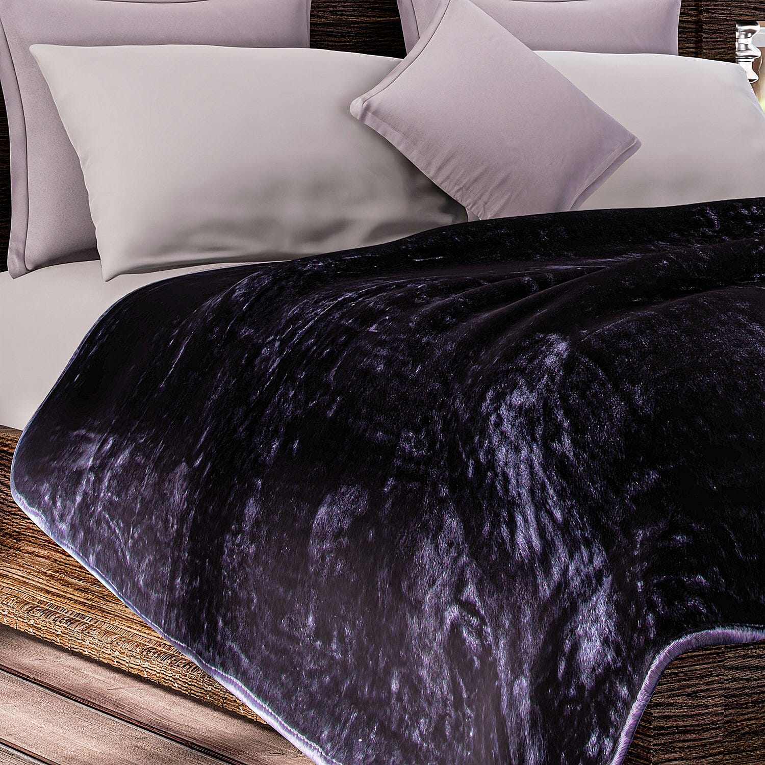 Luxury Faux Fur Blanket 400 GSM (Size 150x200 Cm) - Black