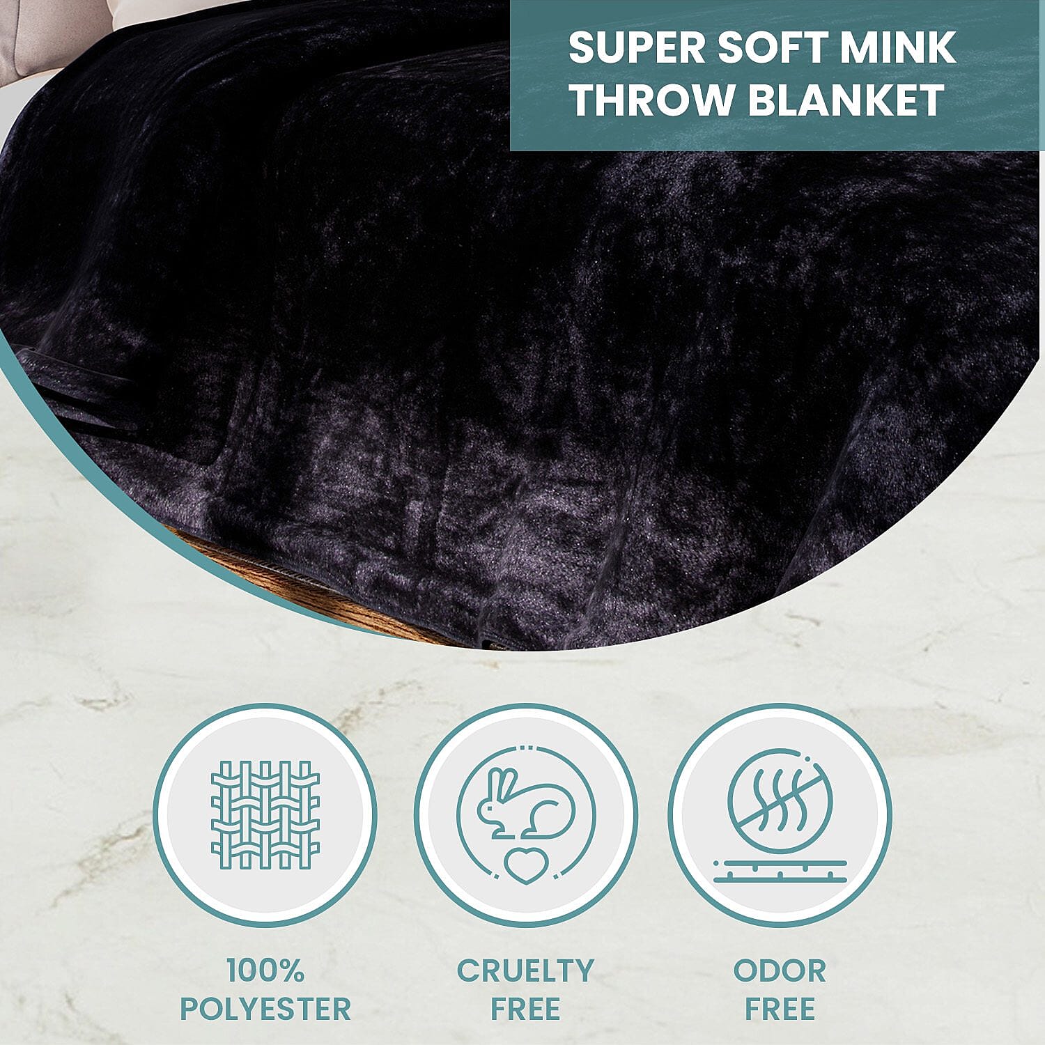Luxury Faux Fur Blanket 400 GSM (Size 150x200 Cm) - Black