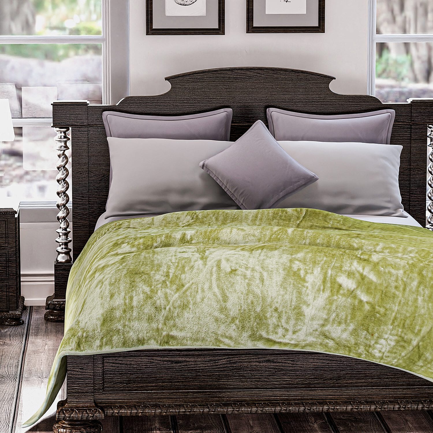 Closeout Deal Luxury Faux Fur Blanket 400 GSM (Size 150 x200 cm) - Pistachio