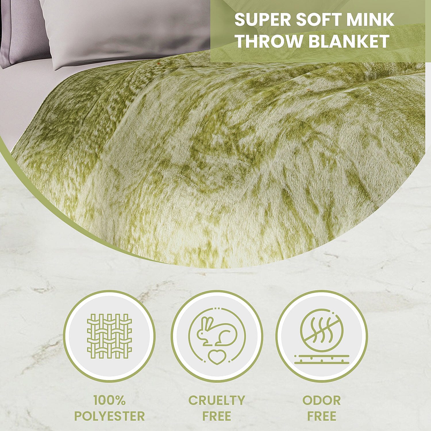 Closeout Deal Luxury Faux Fur Blanket 400 GSM (Size 150 x200 cm) - Pistachio