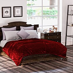 Closeout Deal Luxury Faux Fur Blanket 400 GSM (Size 150 x200 cm) - Red
