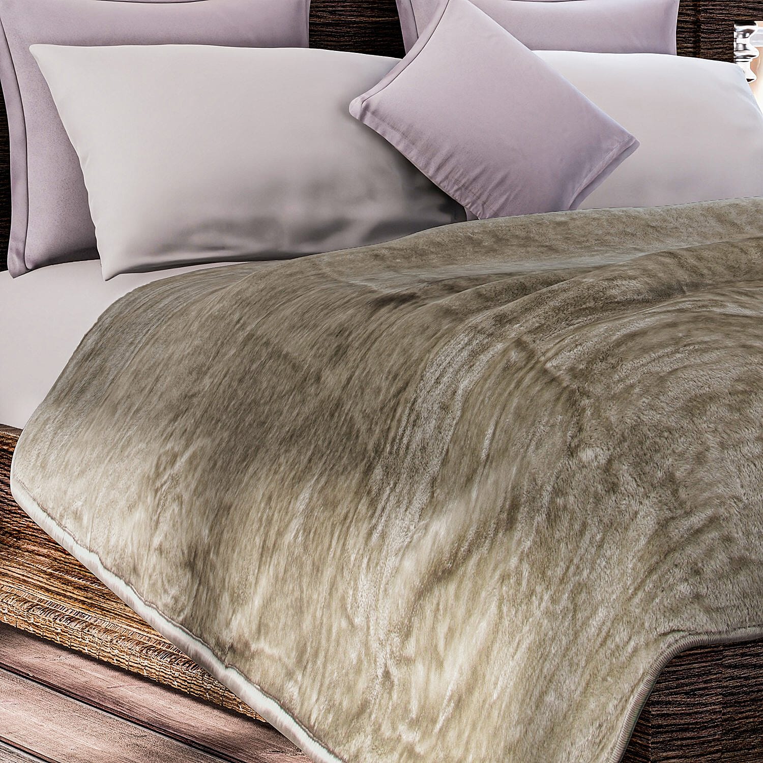 Closeout Deal Luxury Faux Fur Blanket 400 GSM (Size 150 x200 cm) - Silver