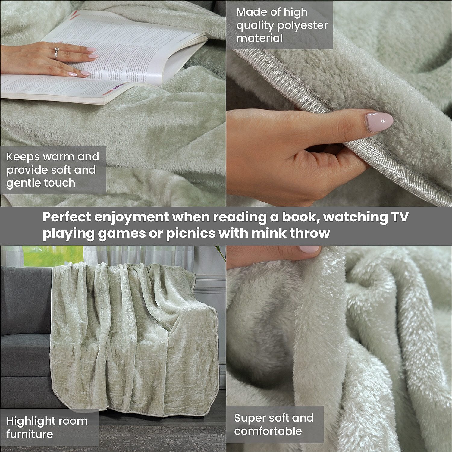 Closeout Deal Luxury Faux Fur Blanket 400 GSM (Size 150 x200 cm) - Silver