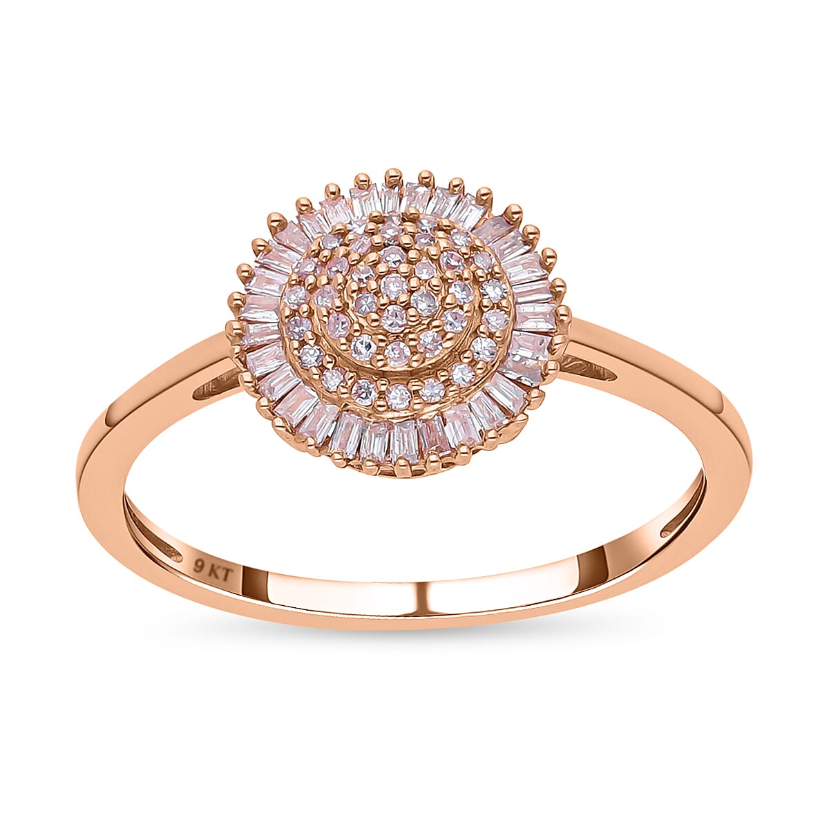 9K Rose Gold Natural Pink Diamond Ring 0.33 Ct.