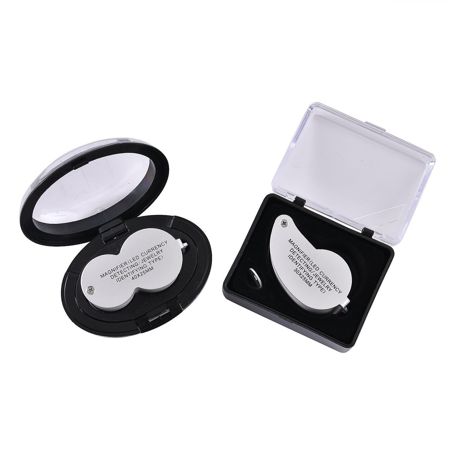 Set of 2 - Jewellery Magnifier with Light (Size 6x3x2 Cm) - Silver