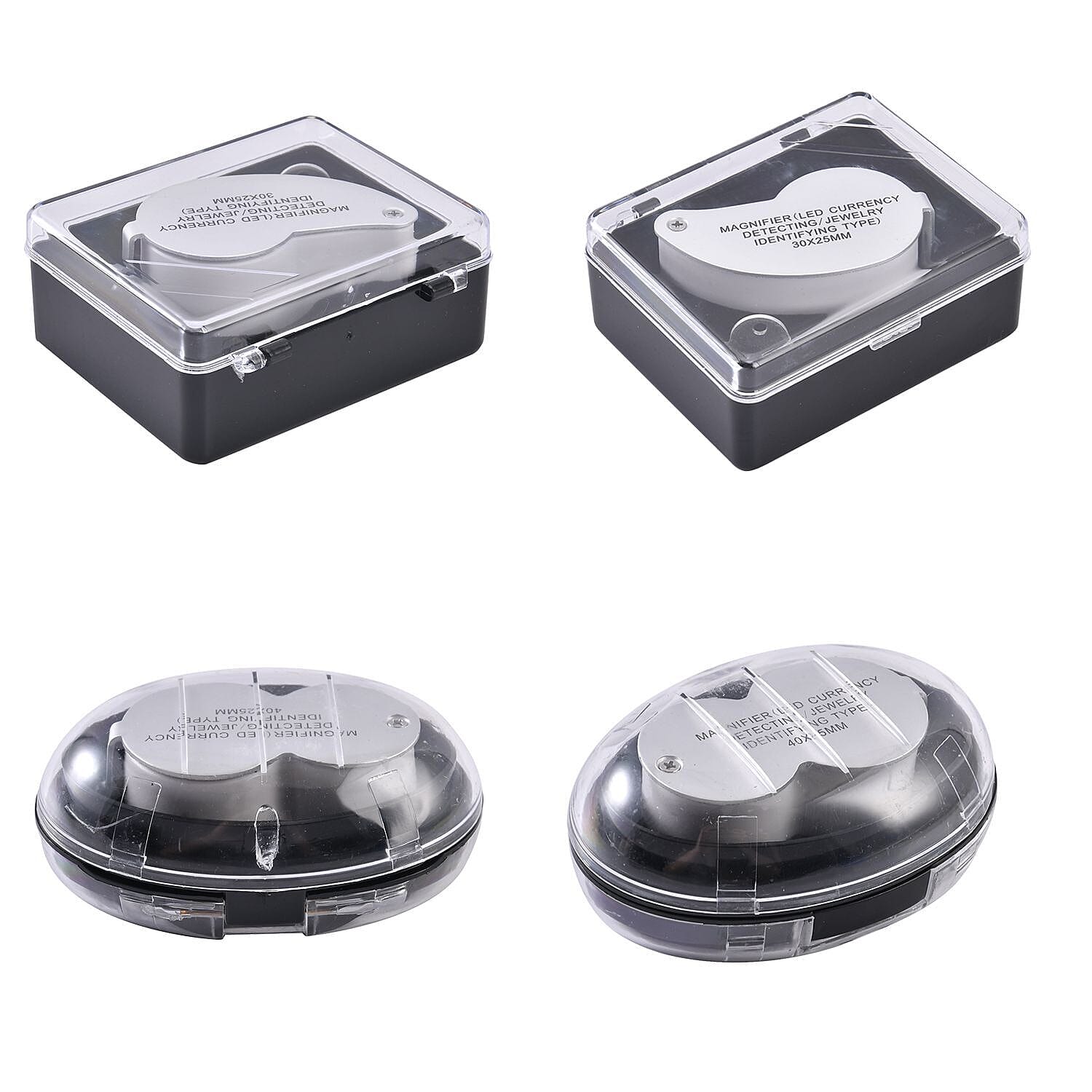 Set of 2 - Jewellery Magnifier with Light (Size 6x3x2 Cm) - Silver