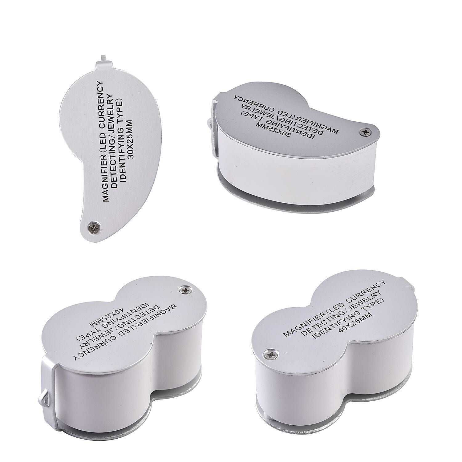 Set of 2 - Jewellery Magnifier with Light (Size 6x3x2 Cm) - Silver