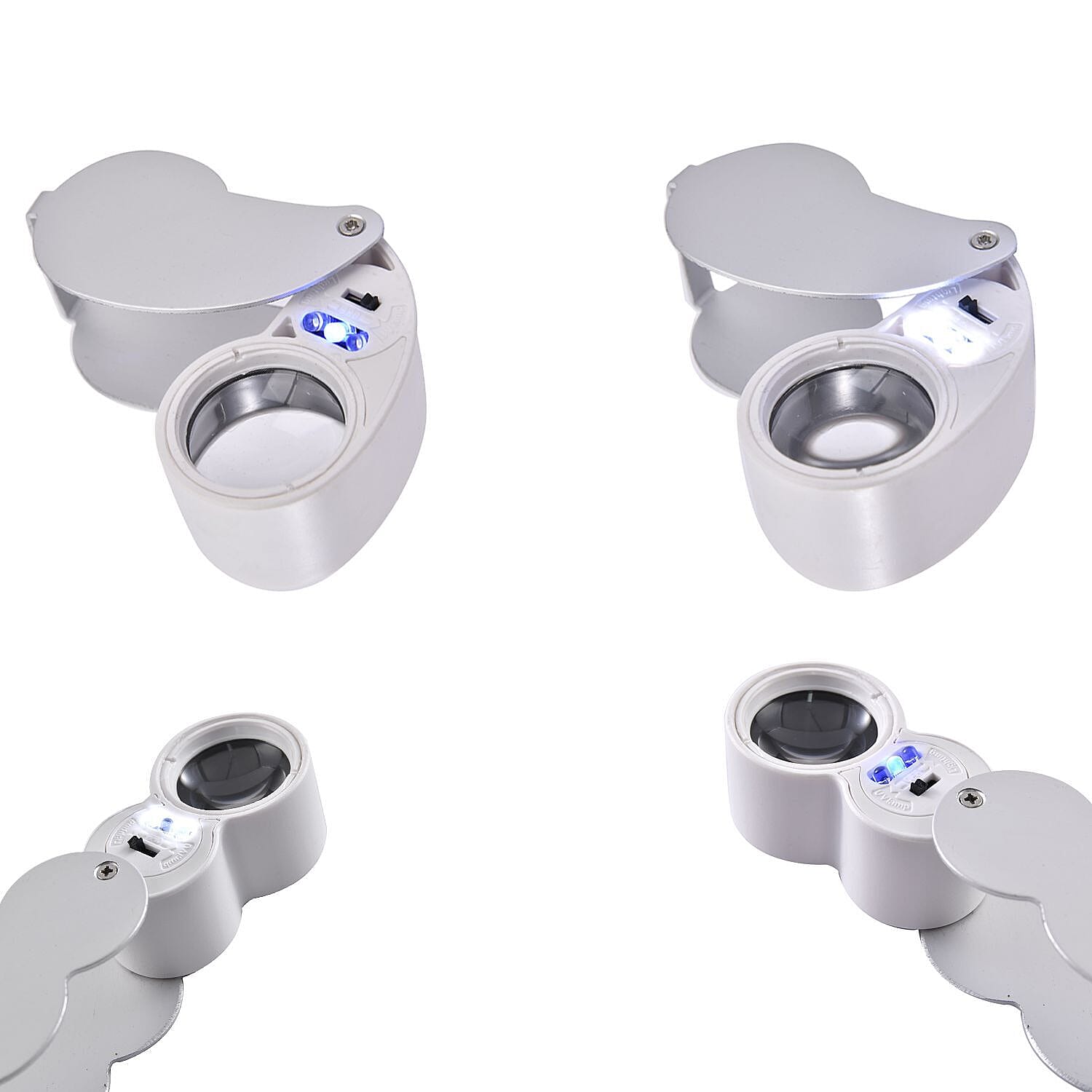 Set of 2 - Jewellery Magnifier with Light (Size 6x3x2 Cm) - Silver