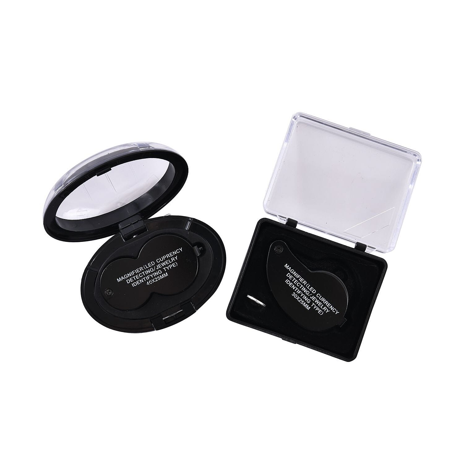 Set of 2 - Jewellery Magnifier with LED Light & UV Light- Black